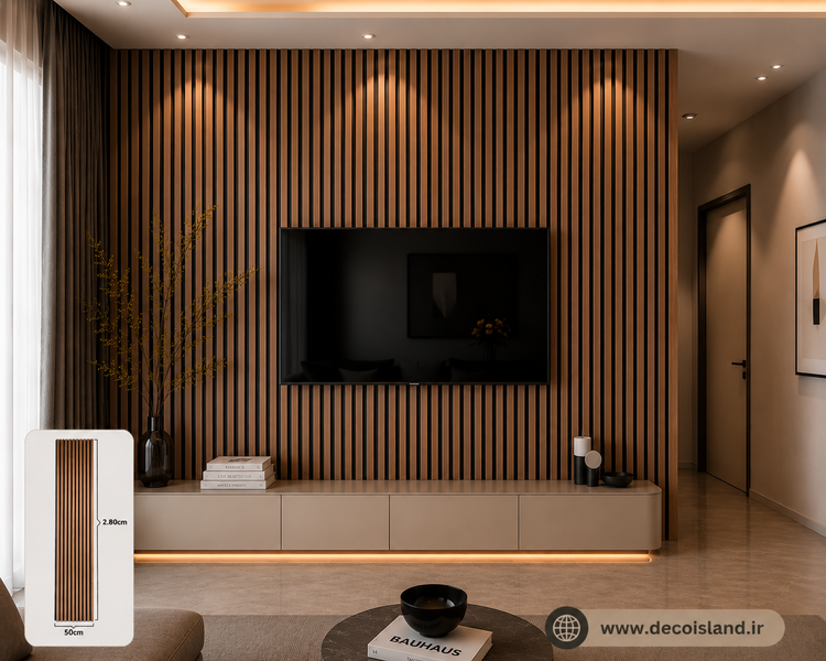 ترمووال mdf آران دکور| رنگ هانی| عرض 50 سانت | ارتفاع 2.80